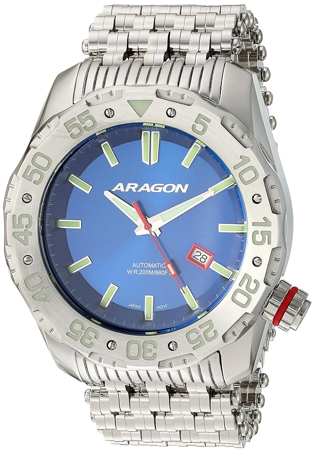 時計 Aragon Sea Charger 50mm - A081BLU Aragon A081BLU- Sea Charger 50mm Automatic, Blue : Amazon.ca